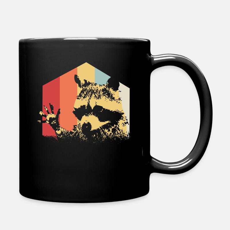 Waschbär Vintage - Tasse einfarbig - Schwarz