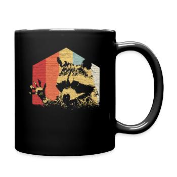 Raccoon Vintage GRUNGE - Full Colour Mug - black - Right