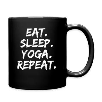 Eat Sleep Yoga Repeat - Funny Sayings - Full Colour Mug - black - Right