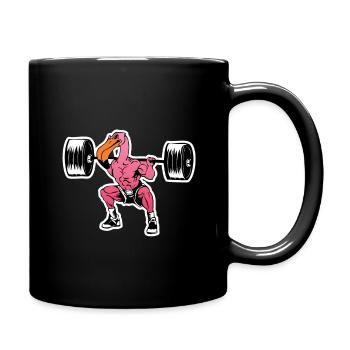 Fitness Flamingo Weightlifting Bodybuilder Muscle - Full Colour Mug - black - Right