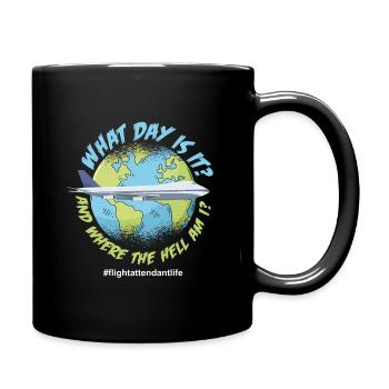 Flugbegleiterin Weltenbummler - Tasse einfarbig - Schwarz - Rechts