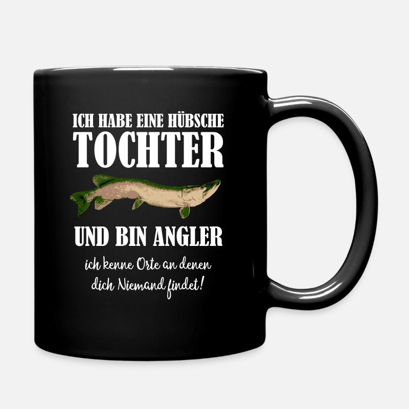 Vater Papa Hübsche Tochter und ein Angler - Tasse einfarbig - Schwarz