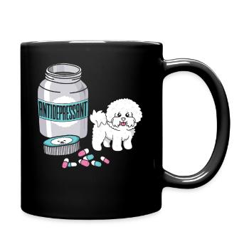 Bichon Frise sont des antidépresseurs impression drôle de chien - Mug uni - noir - Droite