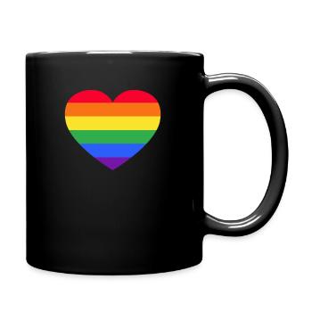 Regenbogen, LGBT, Rainbow, Gay Pride, Love, Herz - Tasse einfarbig - Schwarz - Rechts