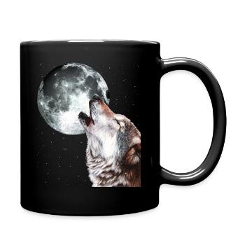 Hurlement loup à la pleine lune hommes - Mug uni - noir - Droite