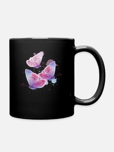 Schmetterling Verwandlung - Tasse einfarbig - Schwarz