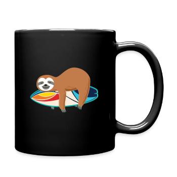Surf sloth surfing surfboard gift - Full Colour Mug - black - Right