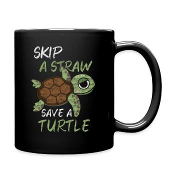 Schildkröte - Tasse einfarbig - Schwarz - Rechts