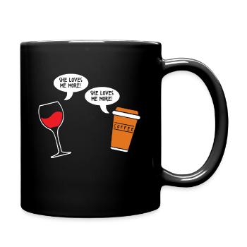 Wine and Coffee Argumentation Caffeine Love - Full Colour Mug - black - Right