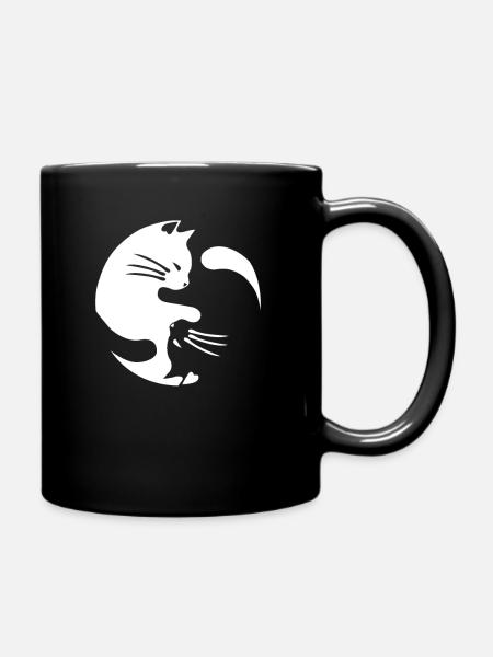 Cat Yin and Yang - Full Colour Mug - black
