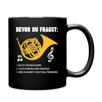 Waldhorn Horn - Tasse einfarbig - Schwarz - Rechts