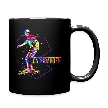 Longboarden Polygon - Tasse einfarbig - Schwarz - Rechts