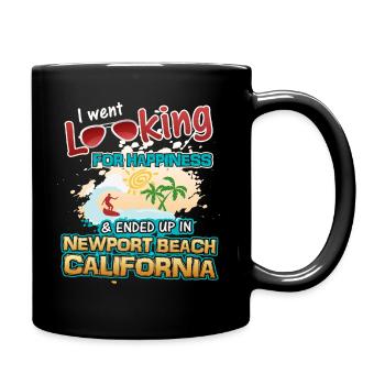 Looking Happiness in Newport Beach Kalifornien - Tasse einfarbig - Schwarz - Rechts