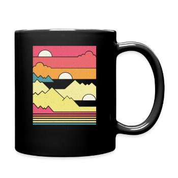 Geometric Sunset - Geometrischer Sonnenuntergang - Tasse einfarbig - Schwarz - Rechts