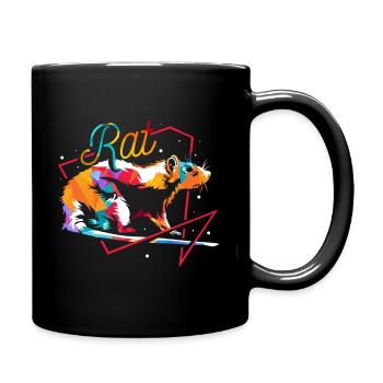 Ratte Polygon - Tasse einfarbig - Schwarz - Rechts