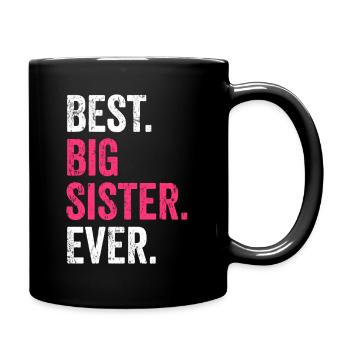 Große Schwester - Tasse einfarbig - Schwarz - Rechts