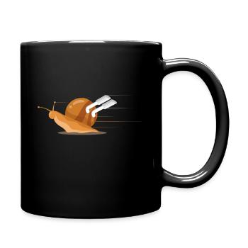 Lustige schnelle Schnecke mit doppeltem Auspuff - Tasse einfarbig - Schwarz - Rechts