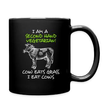 Anti vegan vegetarian meat-eating meat - Full Colour Mug - black - Right