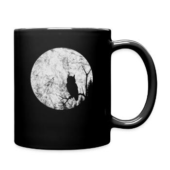 Lune avec hibou dans la forêt, nuit, cadeau d'Halloween - Mug uni - noir - Droite