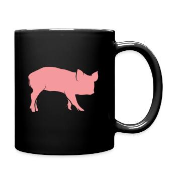 Schwein Ferkel - Tasse einfarbig - Schwarz - Rechts