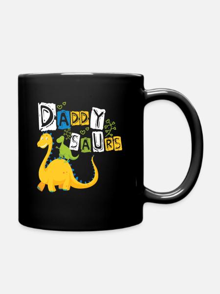 Daddy Saurus - Tasse einfarbig - Schwarz