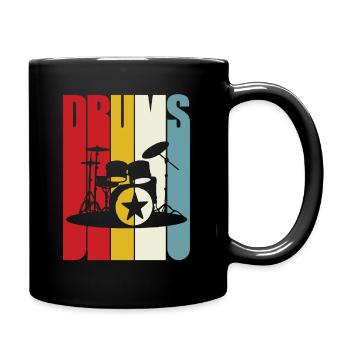 Drums Retro Schlagzeug Musiker Rock neu Geschenk - Tasse einfarbig - Schwarz - Rechts