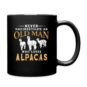 Alpaka Alter Mann - Tasse einfarbig - Schwarz - Rechts