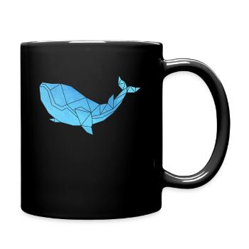 Whale Origami Sea Animal Protection Save the whales - Full Colour Mug - black - Right