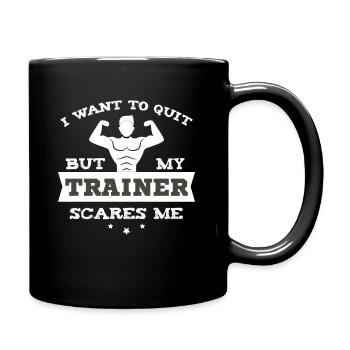 Cadeau de gym drôle Je veux arrêter mais mon entraîneur - Mug uni - noir - Droite