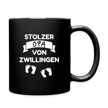 Proud grandpa of twins grandfather family - Full Colour Mug - black - Right