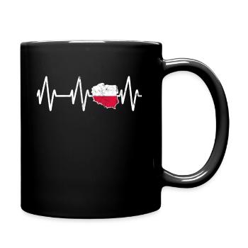 Poland Heartbeat Polish Gift Idea - Full Colour Mug - black - Right