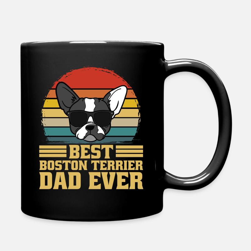 Boston Terrier Hund Vater Papa Dad Ever Geschenk - Tasse einfarbig - Schwarz