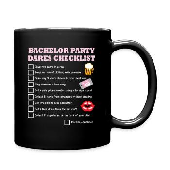 Bachelor party Checklist with tests of courage - Full Colour Mug - black - Right