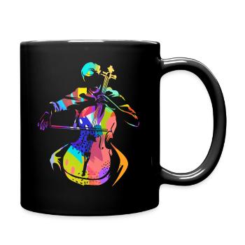 Cello Geschenk - Tasse einfarbig - Schwarz - Rechts