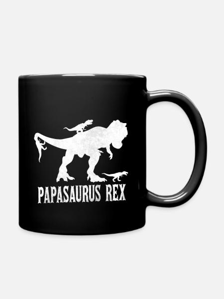 Dinosaur Papasaurus Rex T-Rex Père Cadeau - Mug uni - noir