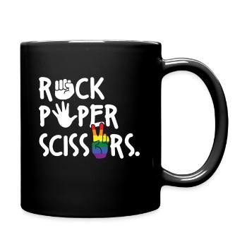 Stone Paper Scissors LGBTQ Pride Equality - Full Colour Mug - black - Right