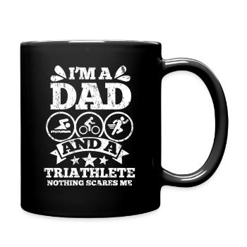 Triathlon Papa Vater - Tasse einfarbig - Schwarz - Rechts