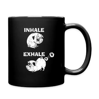 Pug yoga - Full Colour Mug - black - Right