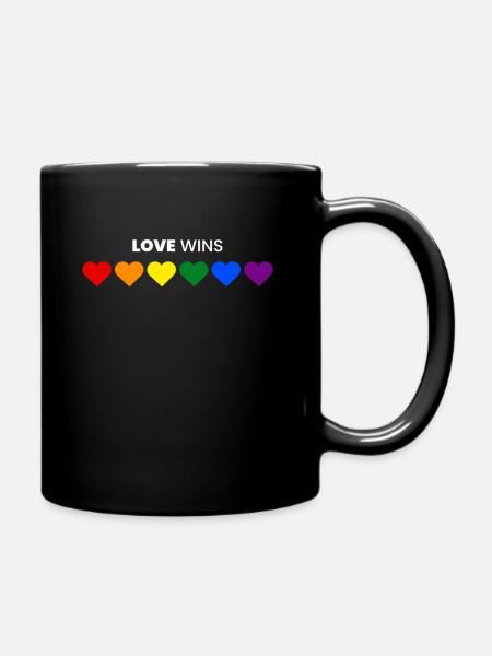 Regenbogen, LGBT, Liebe, Hochzeit, JGA - Tasse einfarbig - Schwarz