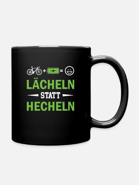 Lächeln statt Hecheln E-Bike - Tasse einfarbig - Schwarz