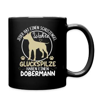 Lustiges Dobermann Hund Spruch Damen Herren - Tasse einfarbig - Schwarz - Rechts