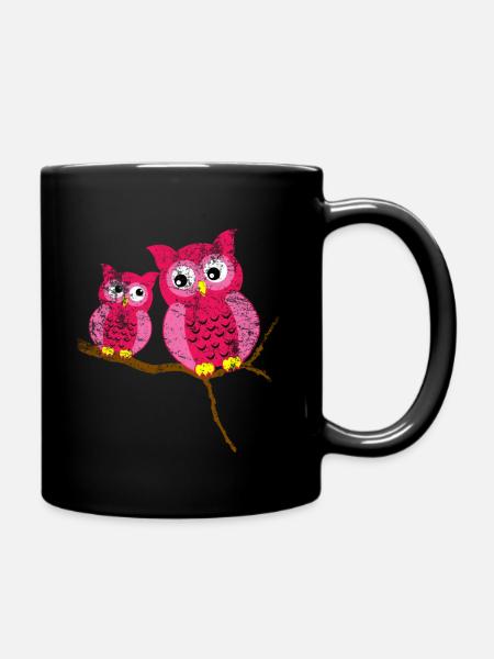 Owl Cute animal - Full Colour Mug - black