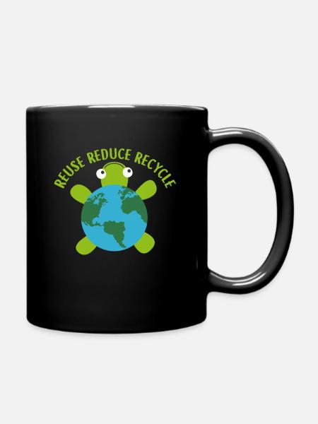 Reduce Reuse Recycle Turtle -Save Earth Ocean - Tasse einfarbig - Schwarz
