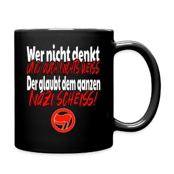 Who doesn't think and knows nothing Antifa - Full Colour Mug - black - Right