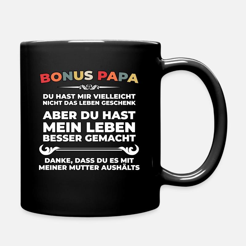 Bonus Papa lustiges Geschenk - Tasse einfarbig - Schwarz