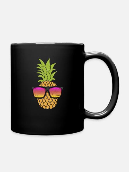 Chemise d'été XASTY Cool avec ananas et lunettes de soleil - Mug uni - noir