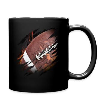 Ballon de football américain en feu à l’intérieur de moi fan pl - Mug uni - noir - Droite