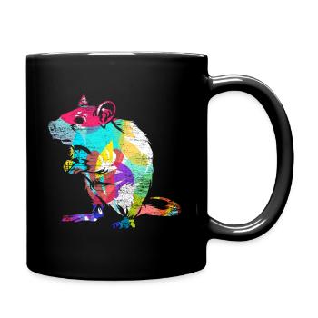 Ratte Geschenk - Tasse einfarbig - Schwarz - Rechts