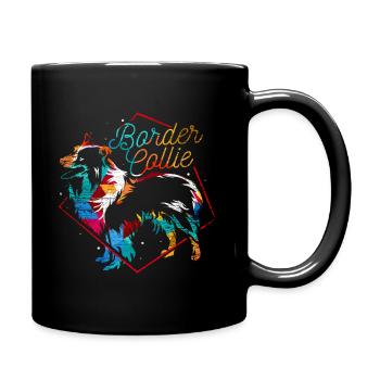Border collie polygon - Full Colour Mug - black - Right
