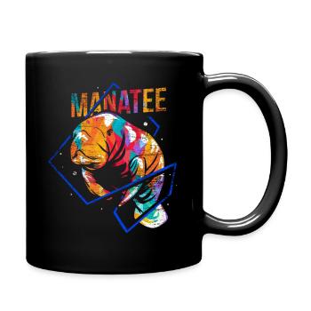 Manatee Dugong polygon - Full Colour Mug - black - Right